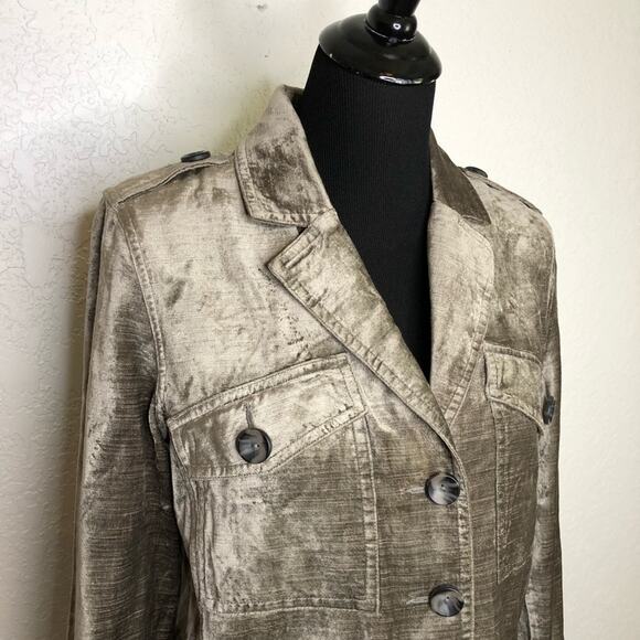 Cabi Sunday Topper platinum velvet velour button front jacket size Small #3377 - Picture 3 of 16